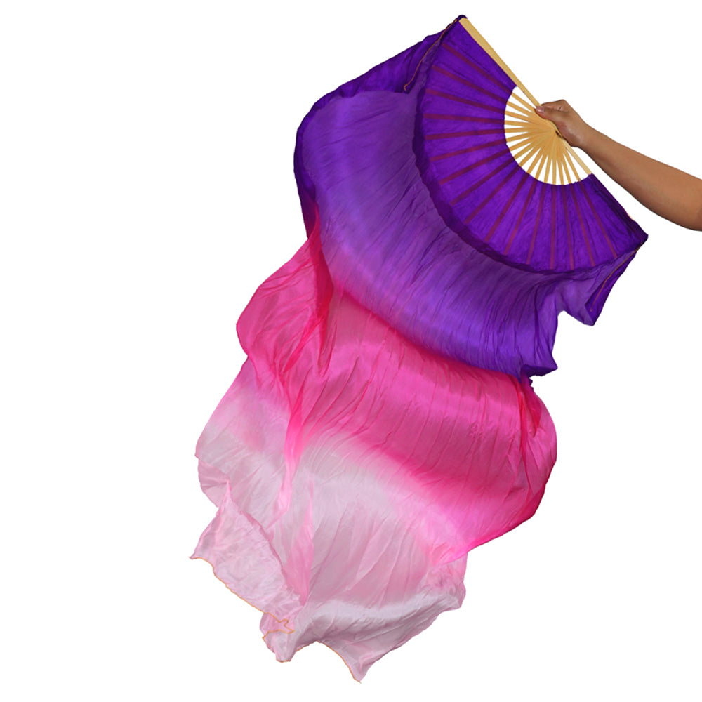 2023 180x90cm 18 Colors 100% Real Silk Chinese Belly Dance Fan Veil Hand Made Belly Dance Fans