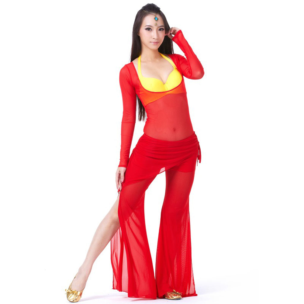 Long/Short Sleeve Bodycon Gauze Top  Sheer Pure Mesh T Shirts Sexy Adult Bellydance Costumes Carnival Outfit Open Bust Leotard