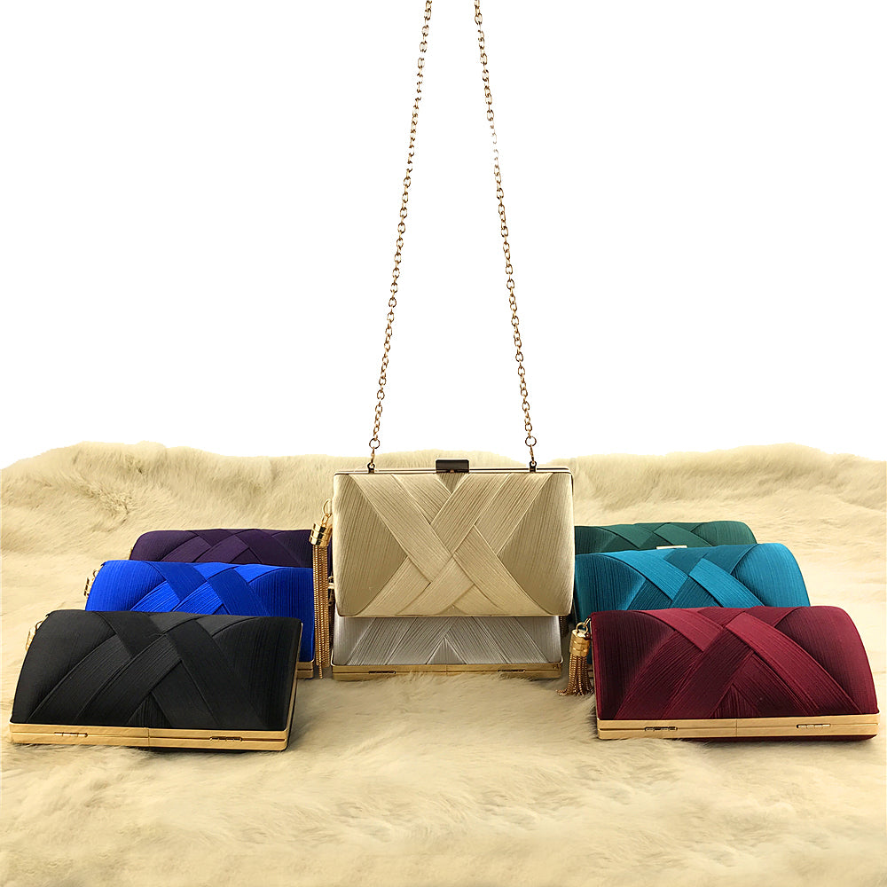 New Arrivals Handheld Women's Evening Clutch Bags Silk Satin Party Handbags Bridal Wedding Purses with Tassel Pendant Evening Clutch Bags