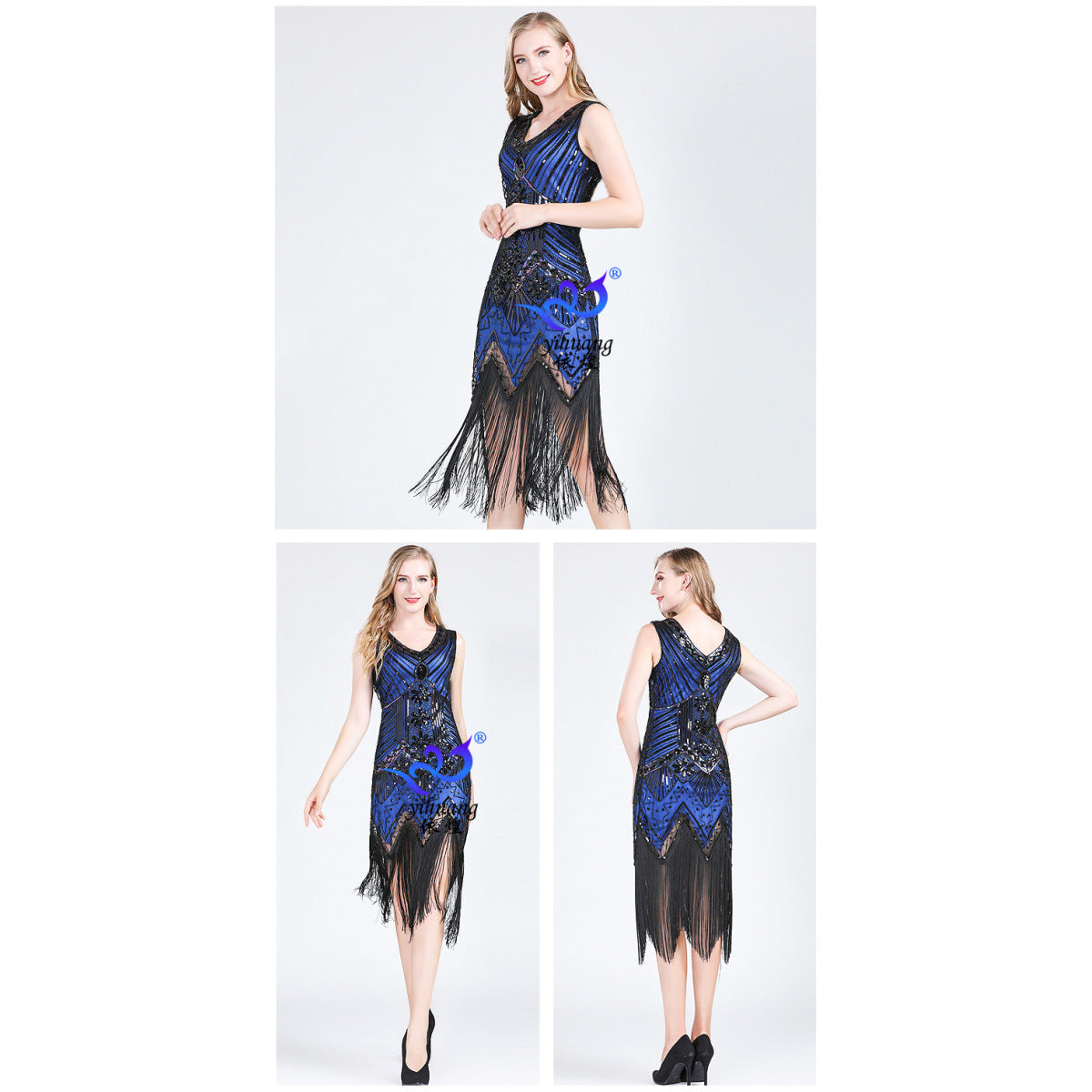 1920s Retro Sequin Tassel Skirt Party Dance Dress Host Sequin Skirt Toast Party Dance Skirt Small Evening Dress