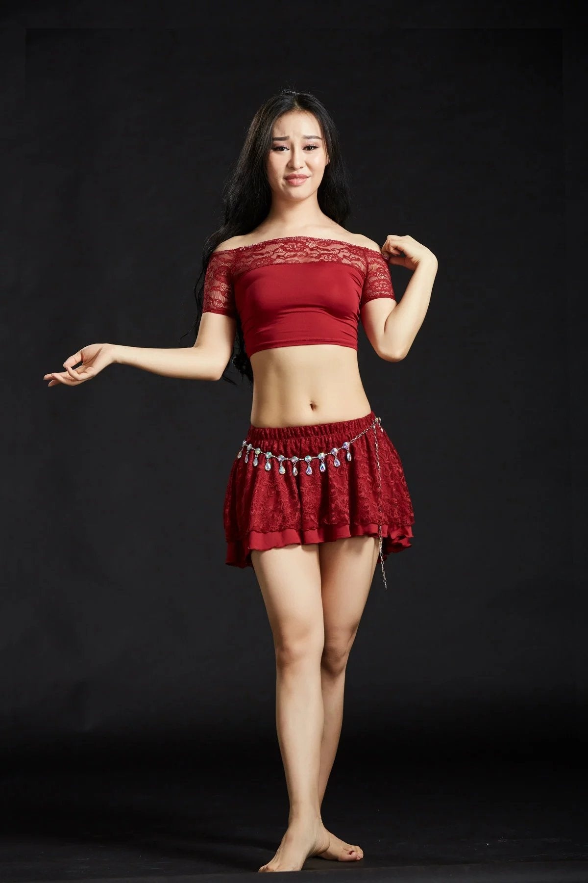 2023 Professional Floral Prints Lace Belly Dance Dress, Belly Dance Costumes, Oriental Belly Dance Costumes, Dress 1 Set