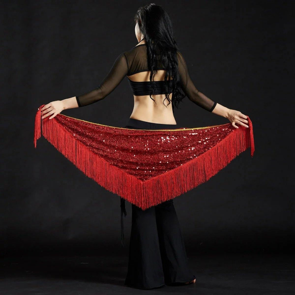 2023 Melon Piece Triangle Shawl Belly Dance Costumes Belt Hip Scarf Mermaid Towel