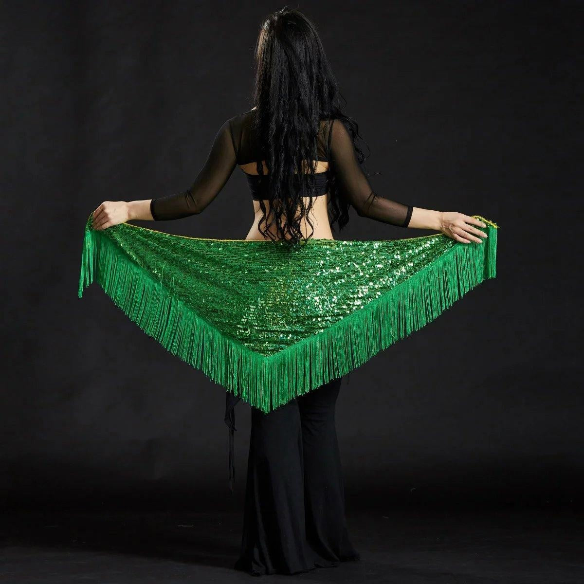 2023 Melon Piece Triangle Shawl Belly Dance Costumes Belt Hip Scarf Mermaid Towel