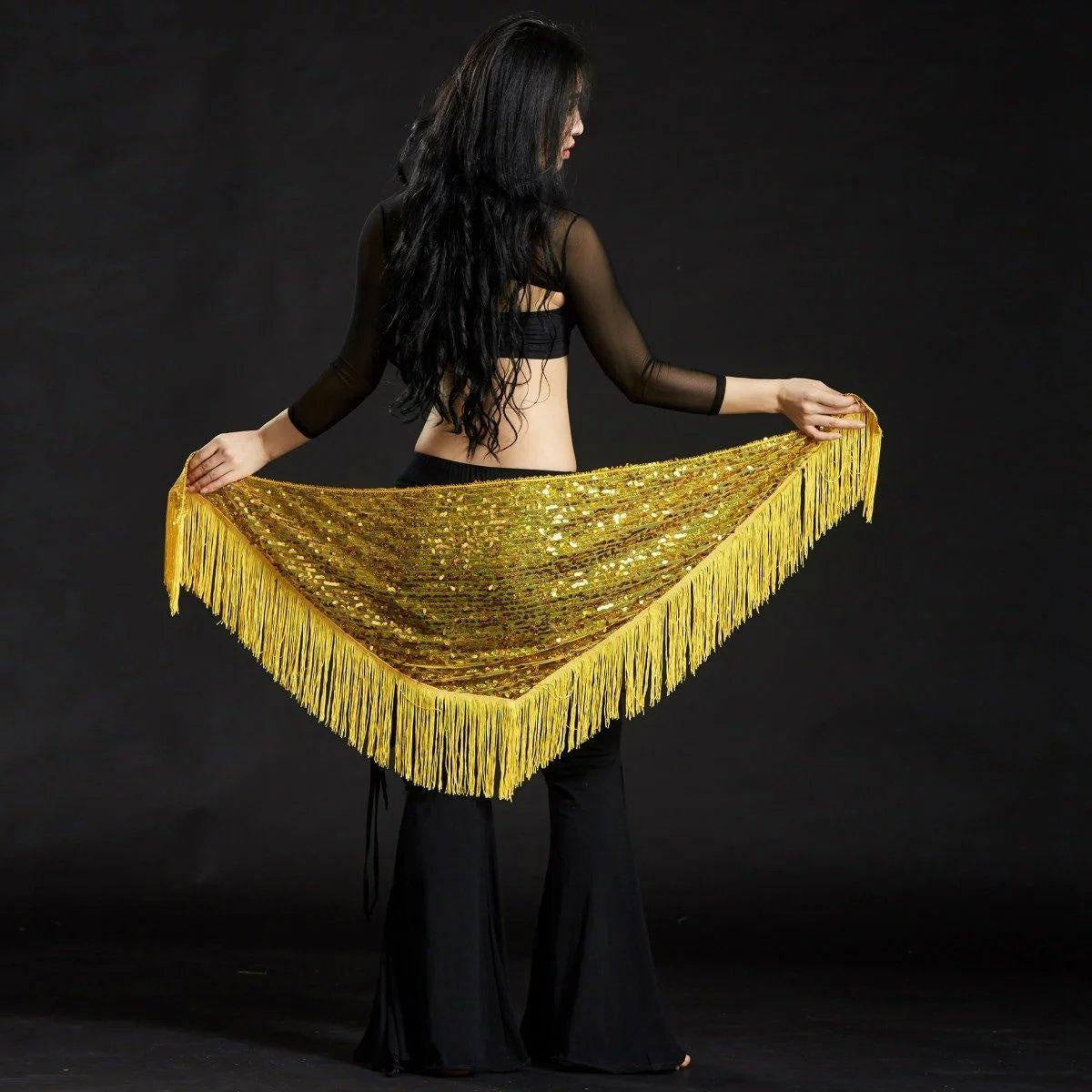 2023 Melon Piece Triangle Shawl Belly Dance Costumes Belt Hip Scarf Mermaid Towel