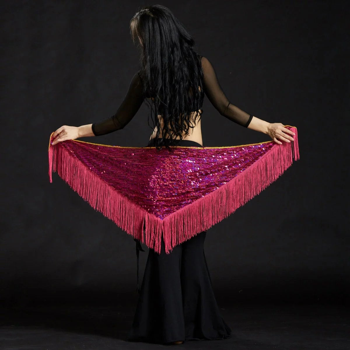 2023 Melon Piece Triangle Shawl Belly Dance Costumes Belt Hip Scarf Mermaid Towel