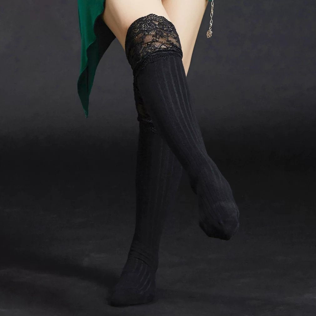 SHOWYOU 63CM Black Long Tube Socks, Feet Set, Foot Knee Socks, Anti-Slip Socks Dance Practice Socks, 1 Pairs or 2 Pairs