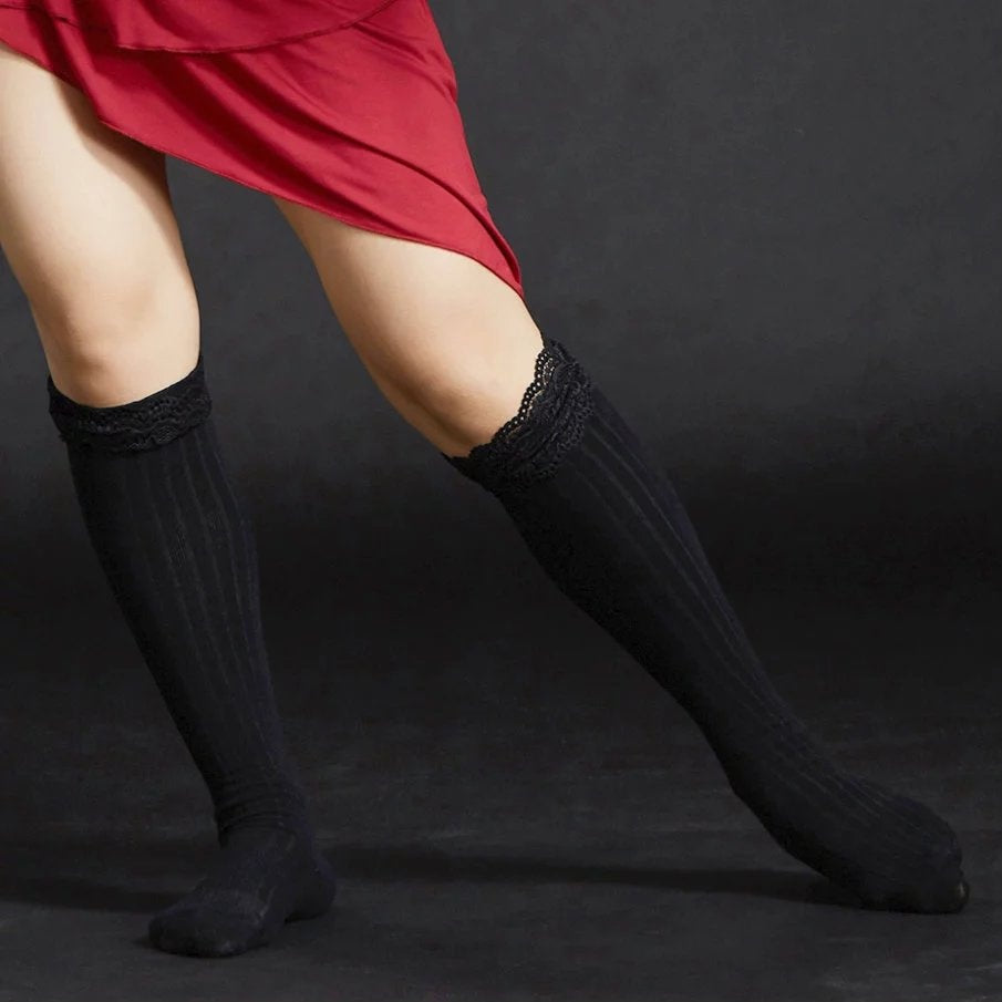 SHOWYOU 63CM chaussettes longues noires, ensemble de pieds, chaussettes de genou, chaussettes antidérapantes chaussettes de pratique de danse, 1 paire ou 2 paires