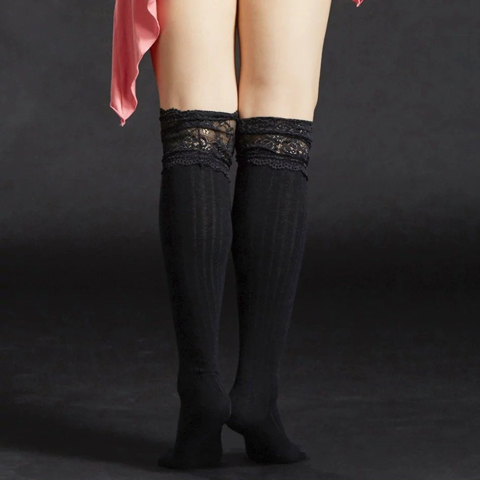 SHOWYOU 63CM Black Long Tube Socks, Feet Set, Foot Knee Socks, Anti-Slip Socks Dance Practice Socks, 1 Pairs or 2 Pairs