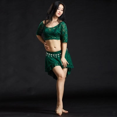 SHOWYOU 6 Colors Professional Floral Prints Lace, Dress Belly Dance Costumes, Oriental Belly Dance Costumes, Dress 1 Set