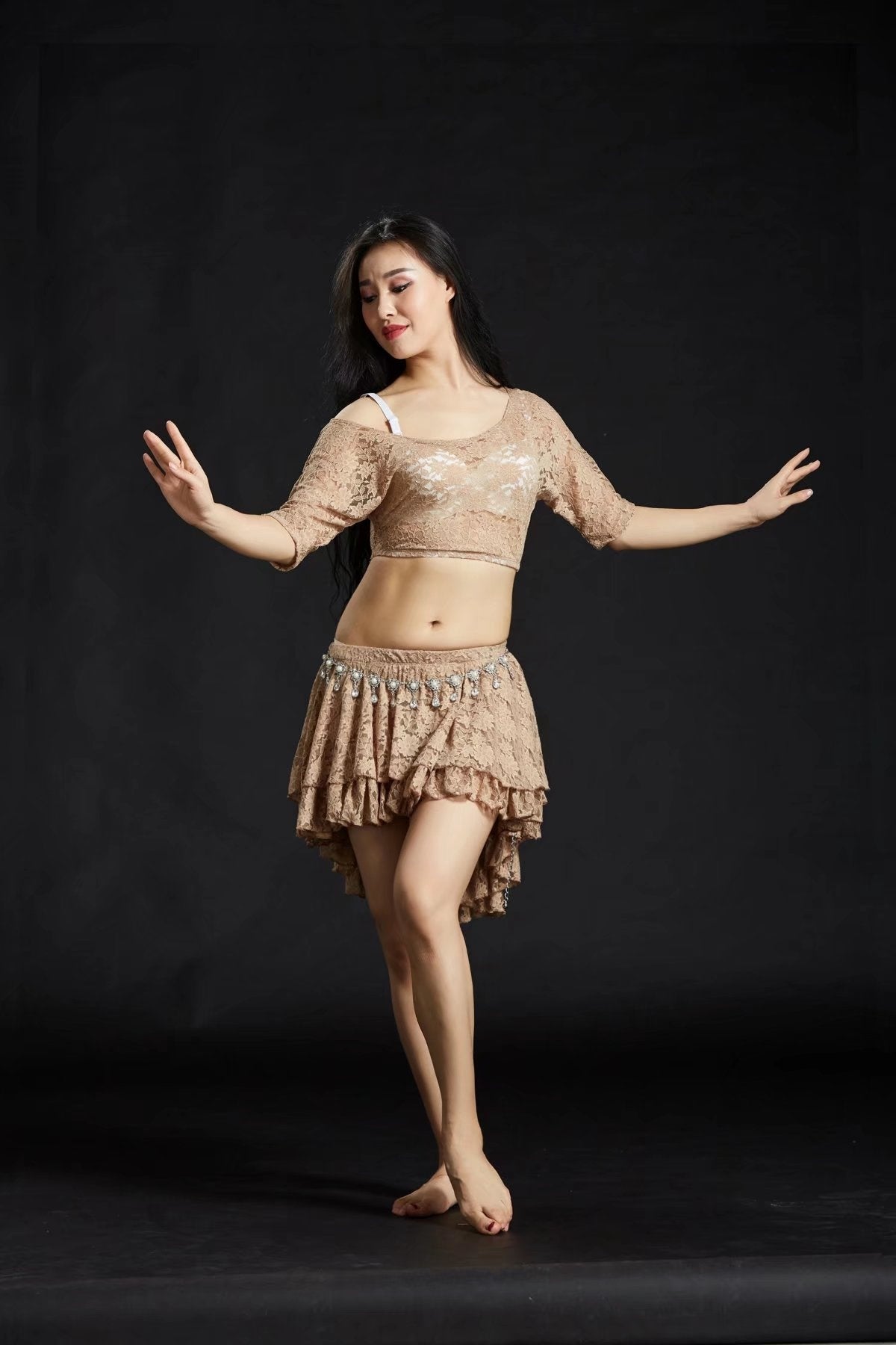 SHOWYOU 6 couleurs professionnelles imprimés floraux dentelle, robe Costumes de danse du ventre, Costumes de danse du ventre orientale, robe 1 ensemble