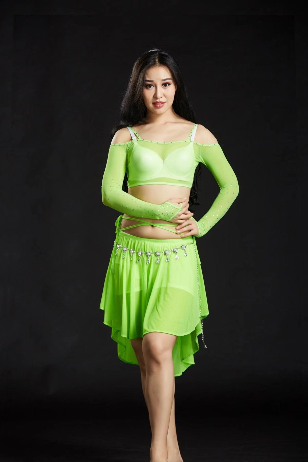 Water yarn belly dance dress 4 sets Up outlet/Skirt/Bra/Safe underwear