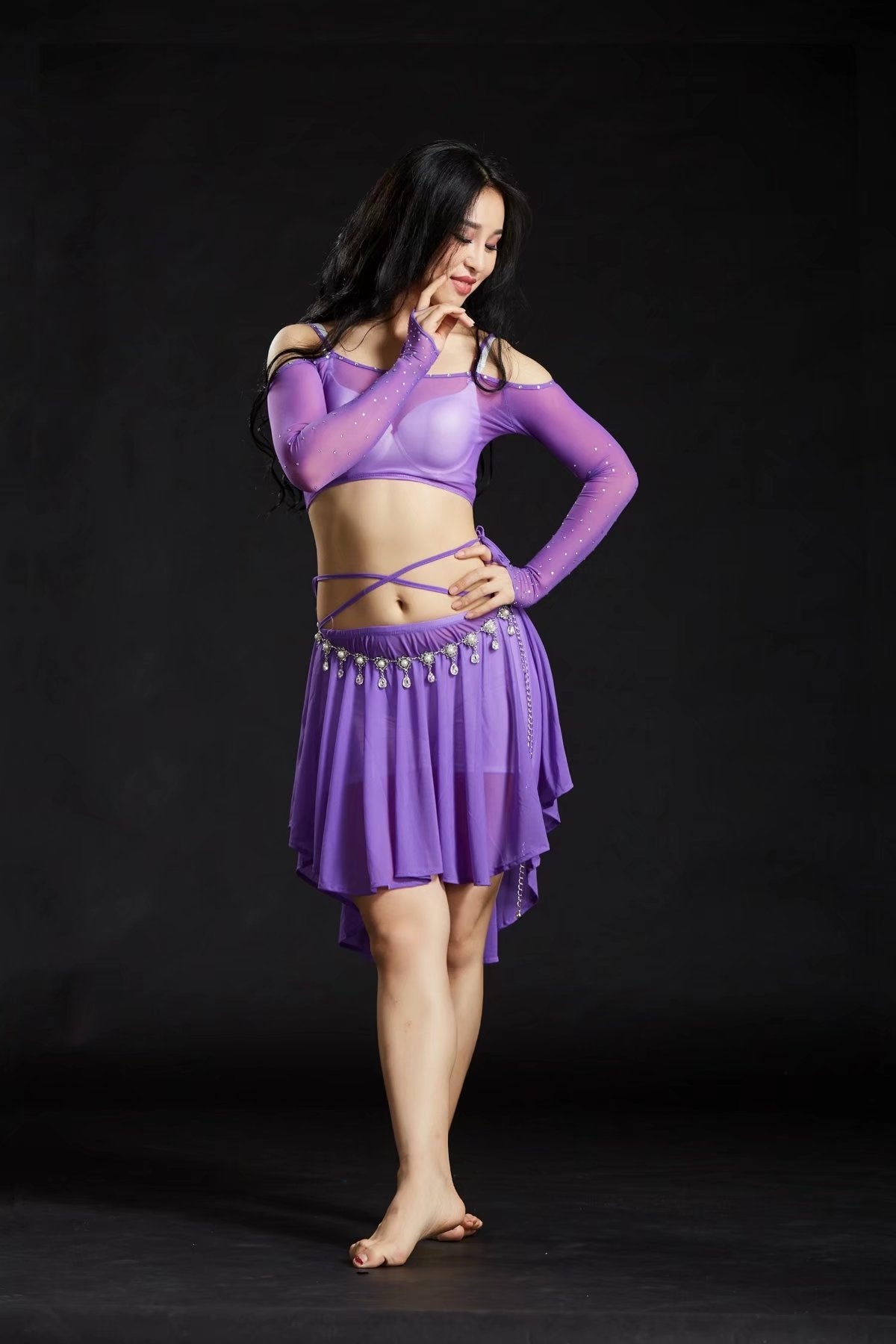 Water yarn belly dance dress 4 sets Up outlet/Skirt/Bra/Safe underwear