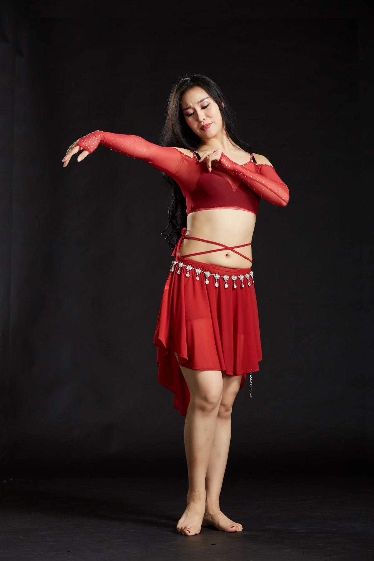 Water yarn belly dance dress 4 sets Up outlet/Skirt/Bra/Safe underwear