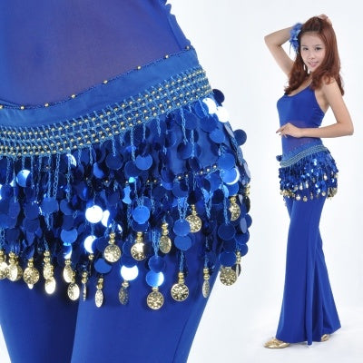 Women's Belly Dance Wave Shape Hip Scarf with 88PCS Coins Belly Dance Hip Scarf  Waist Belt