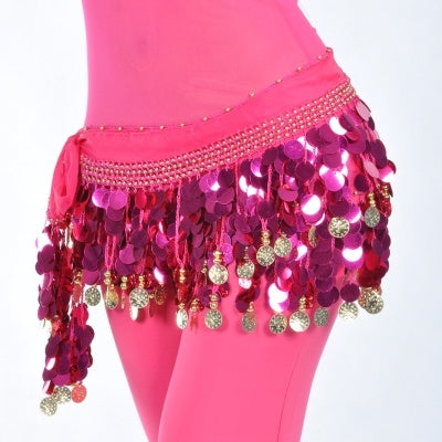 Women's Belly Dance Wave Shape Hip Scarf with 88PCS Coins Belly Dance Hip Scarf  Waist Belt