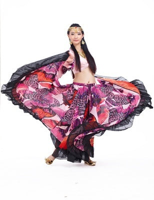 2023 90CM/96CM((35.4 inch/37.8 inch) Chiffon Flower Print  Huge Skirt Swing Dress Belly Dance Skirt Gypsy skirt, 1 Coat +1 Skirt