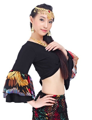 2023 90CM/96CM((35.4 inch/37.8 inch) Chiffon Flower Print  Huge Skirt Swing Dress Belly Dance Skirt Gypsy skirt, 1 Coat +1 Skirt