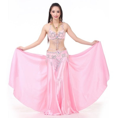 SHOWYOU Jupe fendue sur 2 côtés, robe professionnelle 14 couleurs 96 cm (37,8 pouces), jupe en satin à double queue fourchue, jupe de danse du ventre