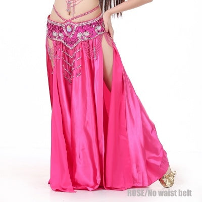 SHOWYOU 2-Sides Splitting Skirt, 14 Color 96cm(37.8 inch) Professional Dress, Double Forktailed Satin Skirt, Belly Dance Skirt