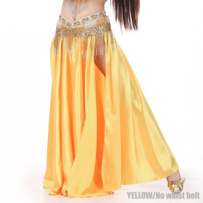 SHOWYOU 2-Sides Splitting Skirt, 14 Color 96cm(37.8 inch) Professional Dress, Double Forktailed Satin Skirt, Belly Dance Skirt