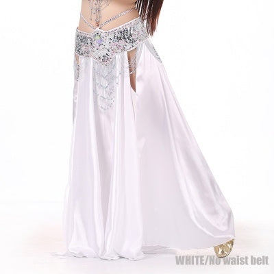 SHOWYOU 2-Sides Splitting Skirt, 14 Color 96cm(37.8 inch) Professional Dress, Double Forktailed Satin Skirt, Belly Dance Skirt