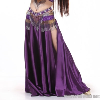 SHOWYOU 2-Sides Splitting Skirt, 14 Color 96cm(37.8 inch) Professional Dress, Double Forktailed Satin Skirt, Belly Dance Skirt