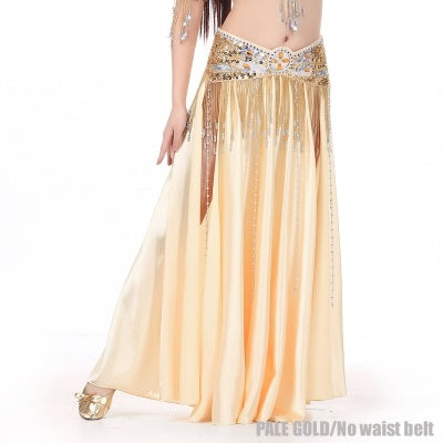 SHOWYOU 2-Sides Splitting Skirt, 14 Color 96cm(37.8 inch) Professional Dress, Double Forktailed Satin Skirt, Belly Dance Skirt