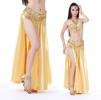 SHOWYOU 2-Sides Splitting Skirt, 14 Color 96cm(37.8 inch) Professional Dress, Double Forktailed Satin Skirt, Belly Dance Skirt