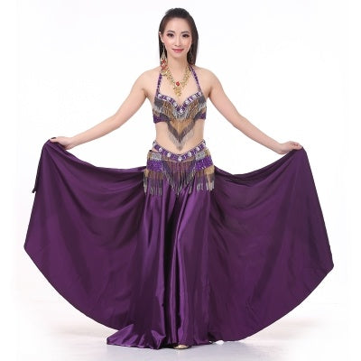 SHOWYOU Jupe fendue sur 2 côtés, robe professionnelle 14 couleurs 96 cm (37,8 pouces), jupe en satin à double queue fourchue, jupe de danse du ventre