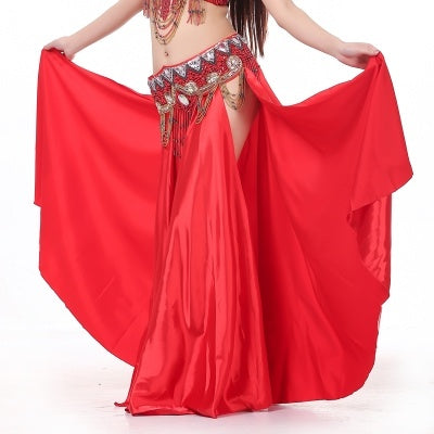 SHOWYOU 2-Sides Splitting Skirt, 14 Color 96cm(37.8 inch) Professional Dress, Double Forktailed Satin Skirt, Belly Dance Skirt