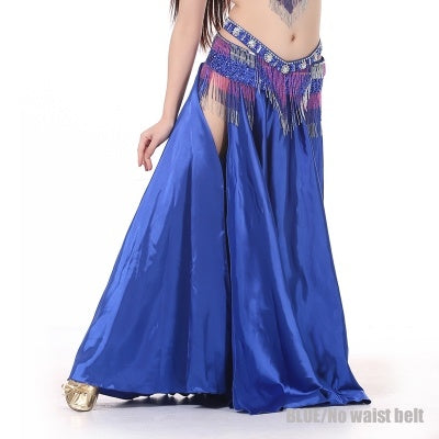 SHOWYOU 2-Sides Splitting Skirt, 14 Color 96cm(37.8 inch) Professional Dress, Double Forktailed Satin Skirt, Belly Dance Skirt