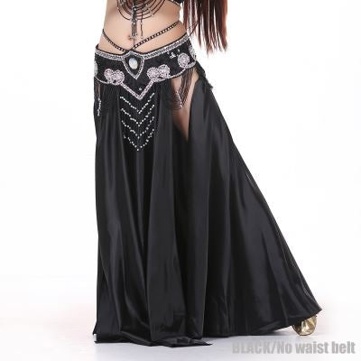 SHOWYOU 2-Sides Splitting Skirt, 14 Color 96cm(37.8 inch) Professional Dress, Double Forktailed Satin Skirt, Belly Dance Skirt