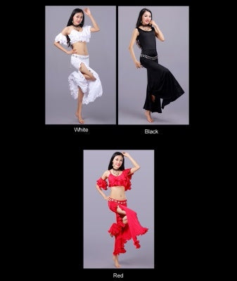 SHOWYOU 3 couleurs lait soie col en V Bifurcation Costumes de danse orientale, robe de danse orientale, costume de danse orientale 3 pièces