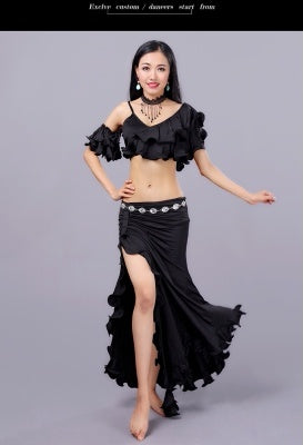 SHOWYOU 3 Color Milk Silk  V collar Bifurcation Bellydance Costumes, Bellydance Dress, Bellydance Suit 3 pcs