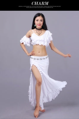 SHOWYOU 3 Color Milk Silk  V collar Bifurcation Bellydance Costumes, Bellydance Dress, Bellydance Suit 3 pcs