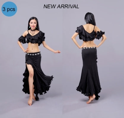 SHOWYOU 3 Color Milk Silk  V collar Bifurcation Bellydance Costumes, Bellydance Dress, Bellydance Suit 3 pcs