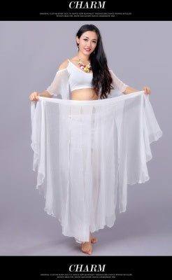 SHOWYOU Costumes de danse du ventre, robe de danse orientale, jupe de danse orientale, 4 pièces sortie supérieure/jupe/écharpe de taille/sous-vêtements sûrs