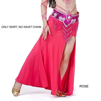 2023 Light Weight 37.8 inch Polyester Belly Dance Skirts Belly Dance Costumes Women Sexy Slit Skirt