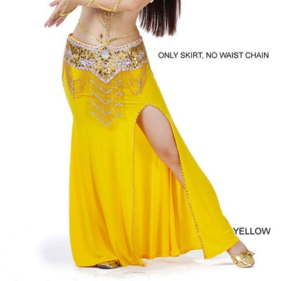 2023 Light Weight 37.8 inch Polyester Belly Dance Skirts Belly Dance Costumes Women Sexy Slit Skirt