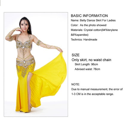 2023 Light Weight 37.8 inch Polyester Belly Dance Skirts Belly Dance Costumes Women Sexy Slit Skirt