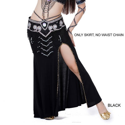 2023 Light Weight 37.8 inch Polyester Belly Dance Skirts Belly Dance Costumes Women Sexy Slit Skirt