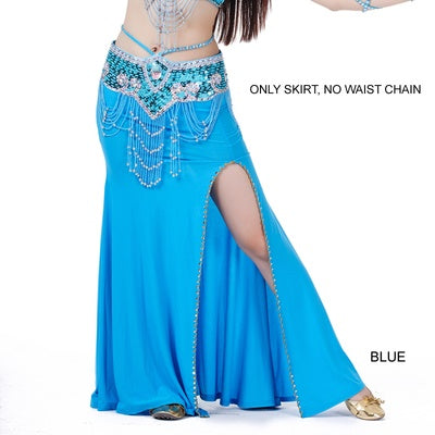 2023 Light Weight 37.8 inch Polyester Belly Dance Skirts Belly Dance Costumes Women Sexy Slit Skirt