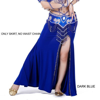 2023 Light Weight 37.8 inch Polyester Belly Dance Skirts Belly Dance Costumes Women Sexy Slit Skirt