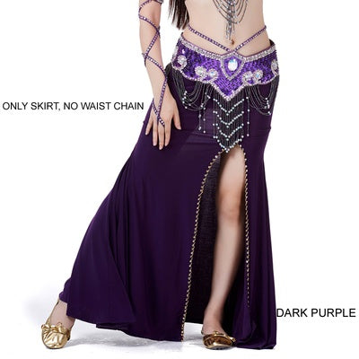 2023 Light Weight 37.8 inch Polyester Belly Dance Skirts Belly Dance Costumes Women Sexy Slit Skirt