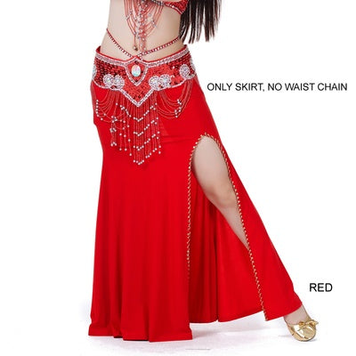 2023 Light Weight 37.8 inch Polyester Belly Dance Skirts Belly Dance Costumes Women Sexy Slit Skirt