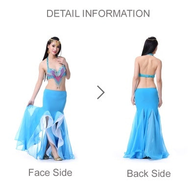 2023 9 Color Crystal Cotton Double Split Binary Colour Chiffon Dress Skirt Belly Dance Skirt Belly Dance Dress