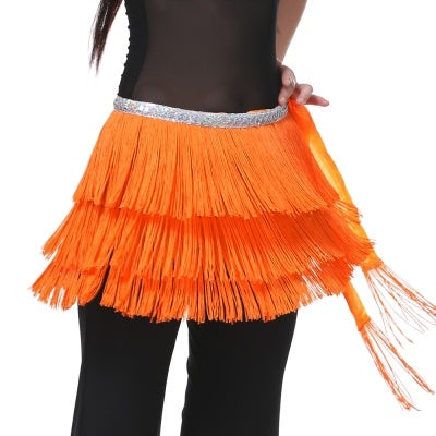 SHOWYOU 12 Color WASIT80CM/WIDTH32CM/LENGTH180CM 3 Layer Tassel Belly Dance Hip Scarf, WAIST BELT, WAIST SCARF