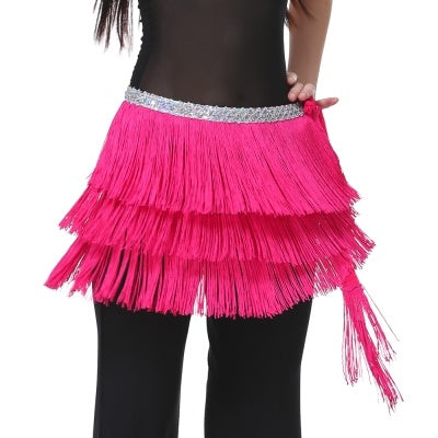 SHOWYOU 12 Color WASIT80CM/WIDTH32CM/LENGTH180CM 3 Layer Tassel Belly Dance Hip Scarf, WAIST BELT, WAIST SCARF