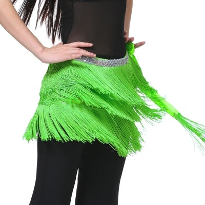 SHOWYOU 12 Color WASIT80CM/WIDTH32CM/LENGTH180CM 3 Layer Tassel Belly Dance Hip Scarf, WAIST BELT, WAIST SCARF