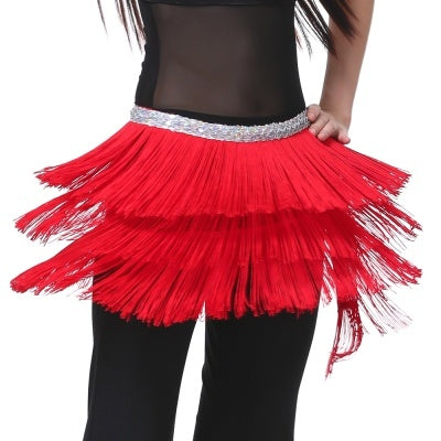 SHOWYOU 12 Color WASIT80CM/WIDTH32CM/LENGTH180CM 3 Layer Tassel Belly Dance Hip Scarf, WAIST BELT, WAIST SCARF